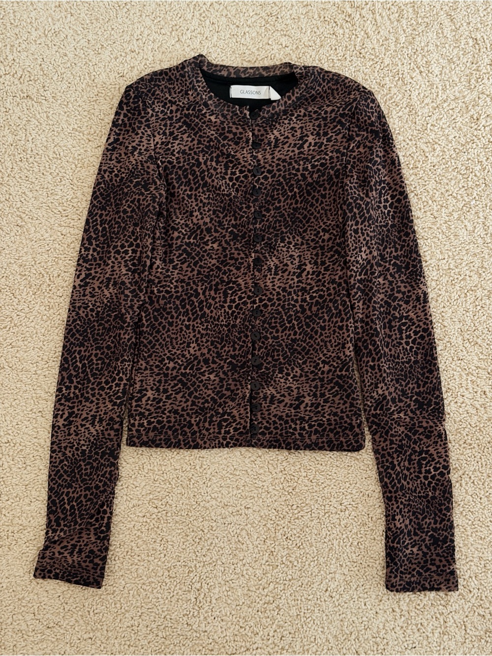 Glassons Leopard Print Long Sleeve Mesh Long Sleeve XS